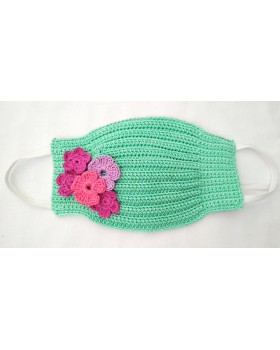 Happy Threads Handmade Crochet Cotton Masks with Floral Motifs- Green Happy Threads Handmade Crochet Cotton Masks with Floral Motifs- Green